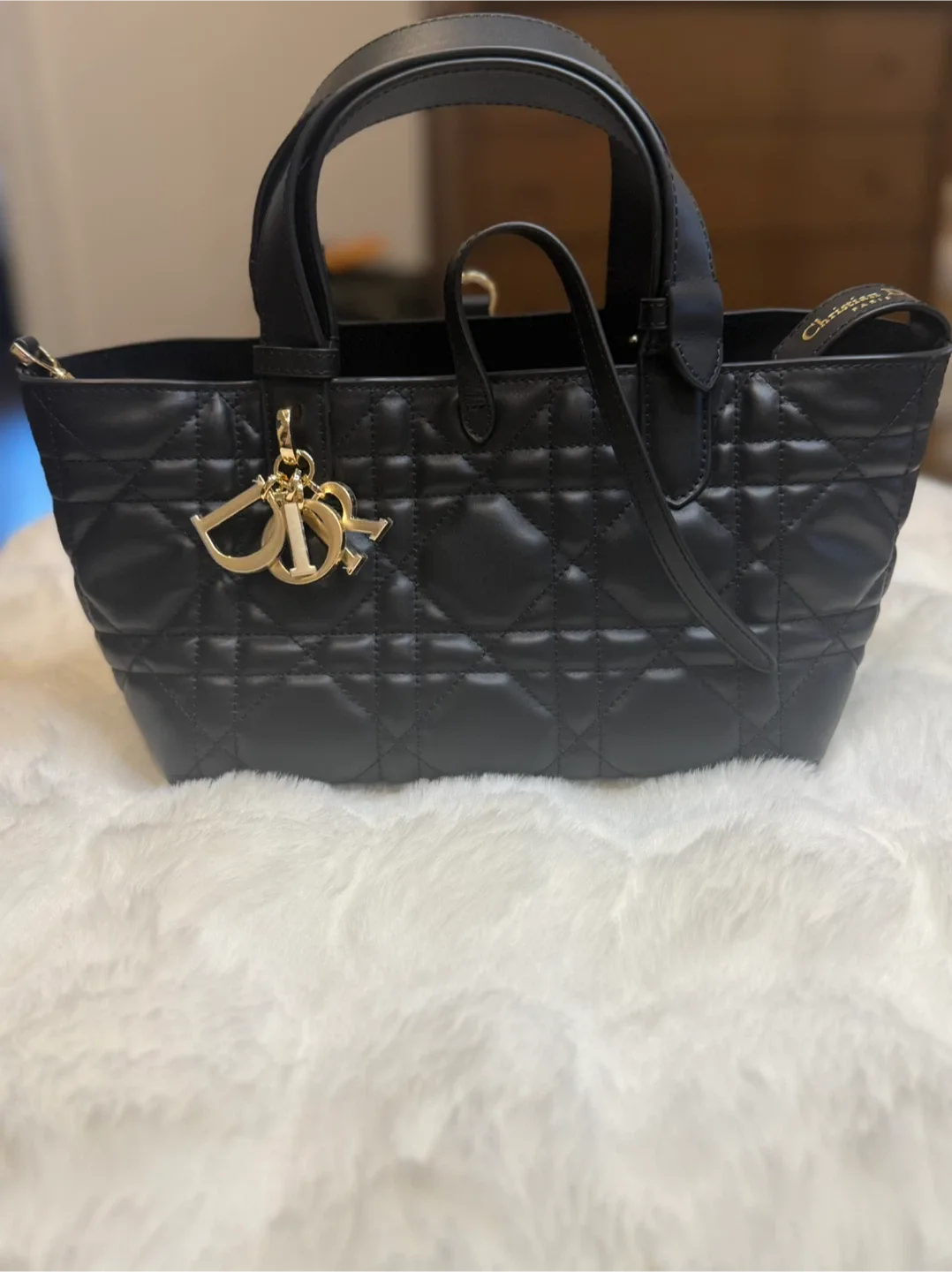 Dior inspired Black Quilted Leather Tote Bag image indicator(4)