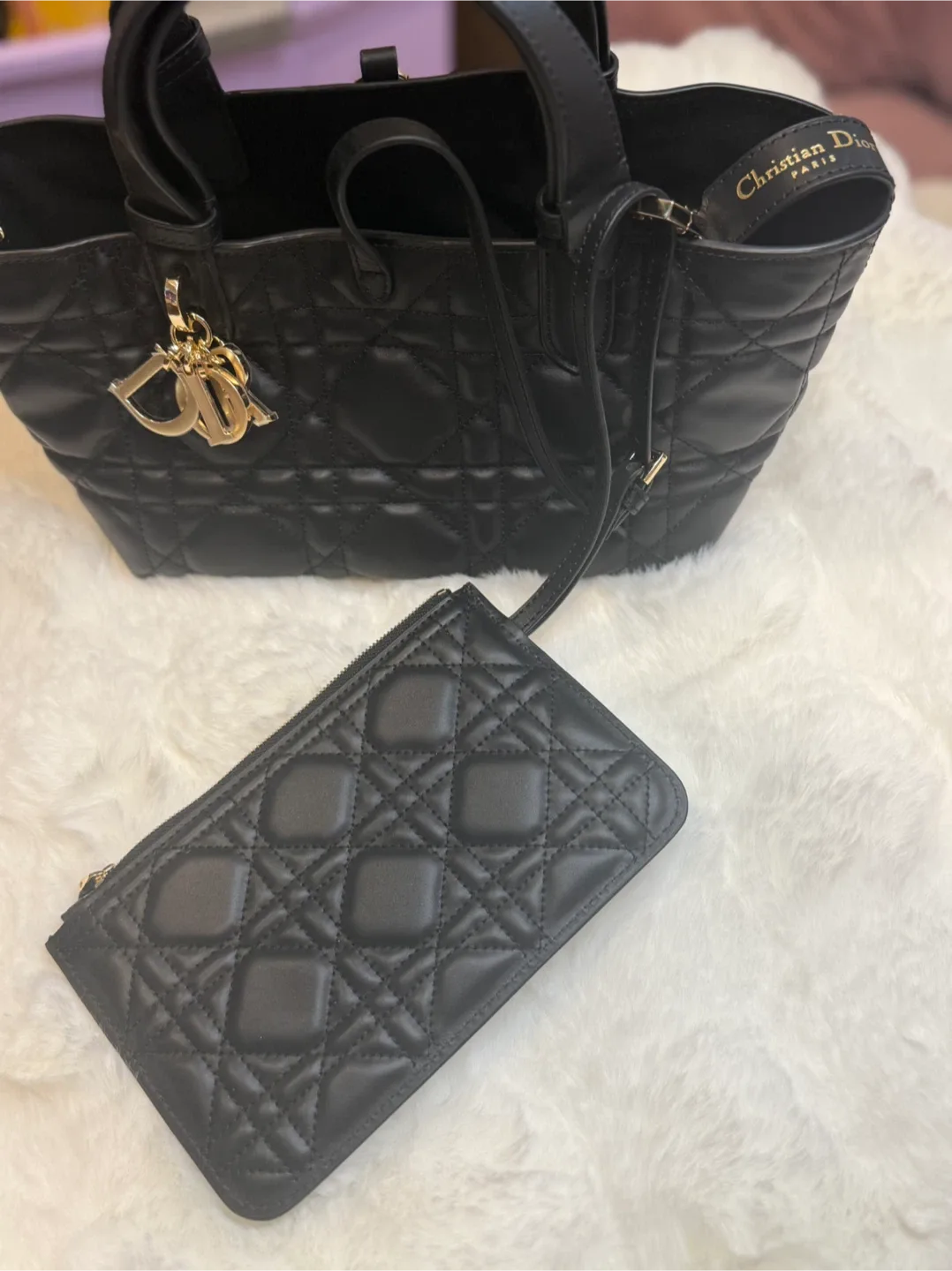 Dior inspired Black Quilted Leather Tote Bag image indicator(3)
