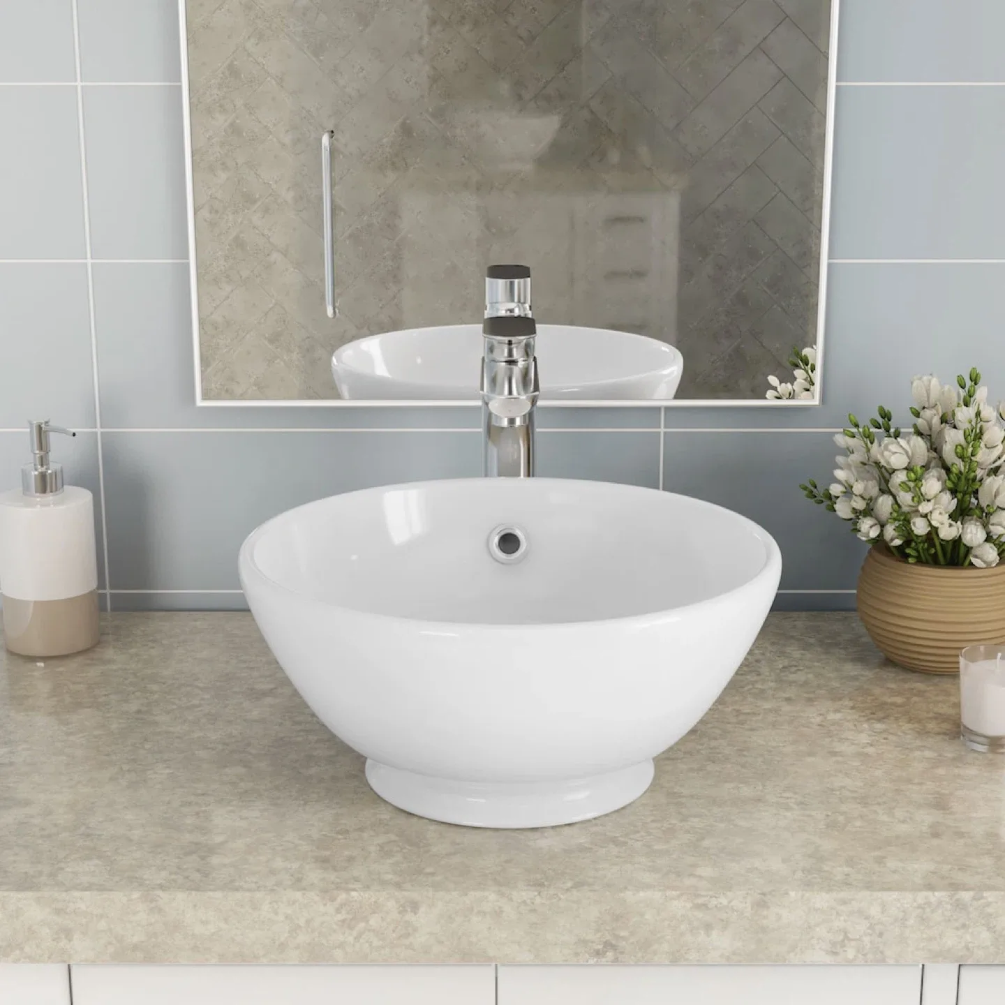 Glacier Bay White Bathroom Vessel Sink