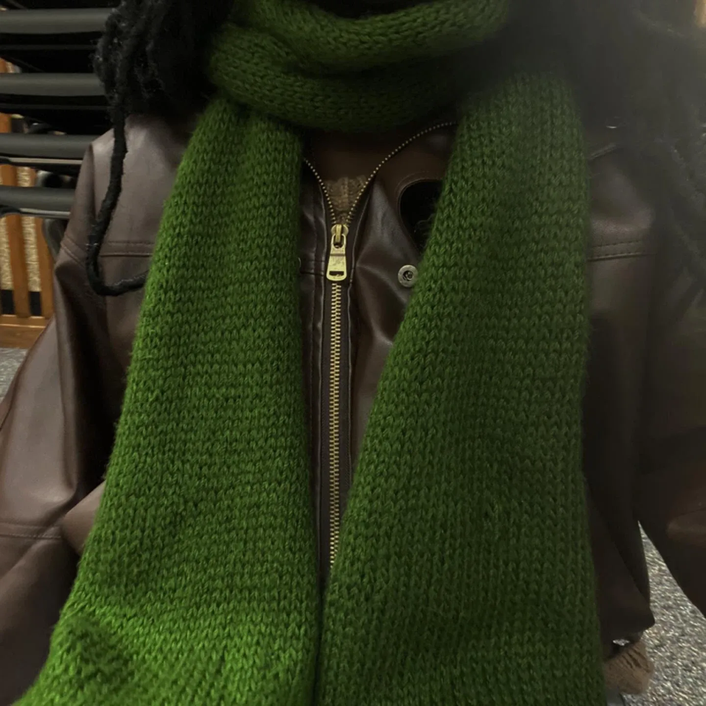 Handmade Green knitted scarf