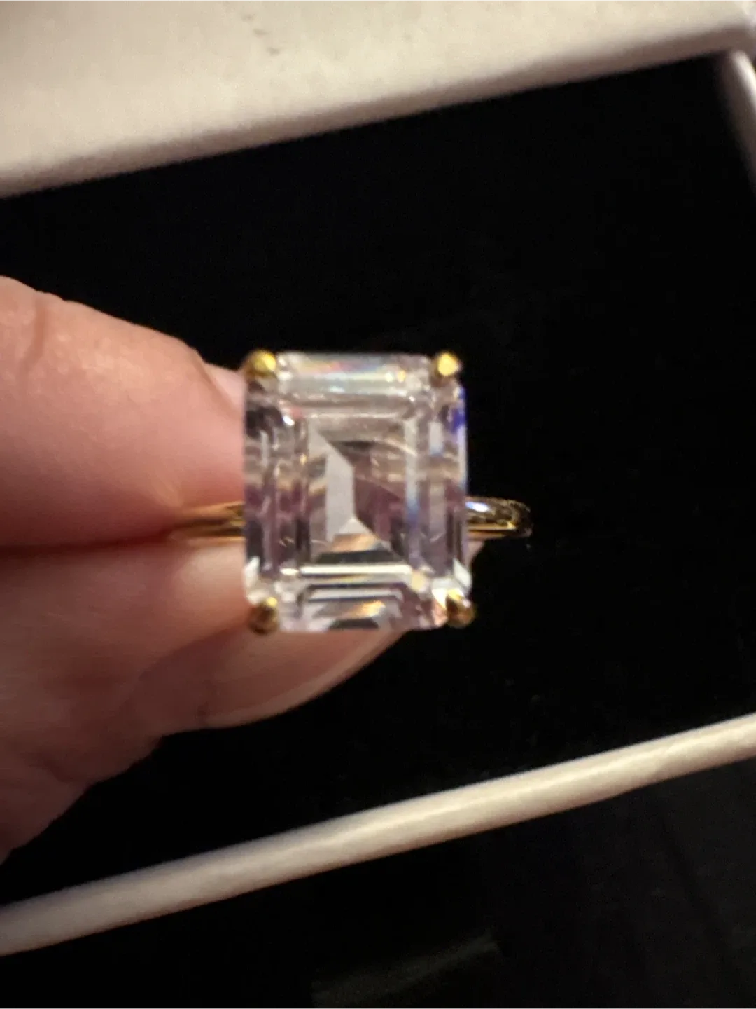 NEW MEIDEYA Emerald Cut CZ 18K Gold 925 Sterling Silver