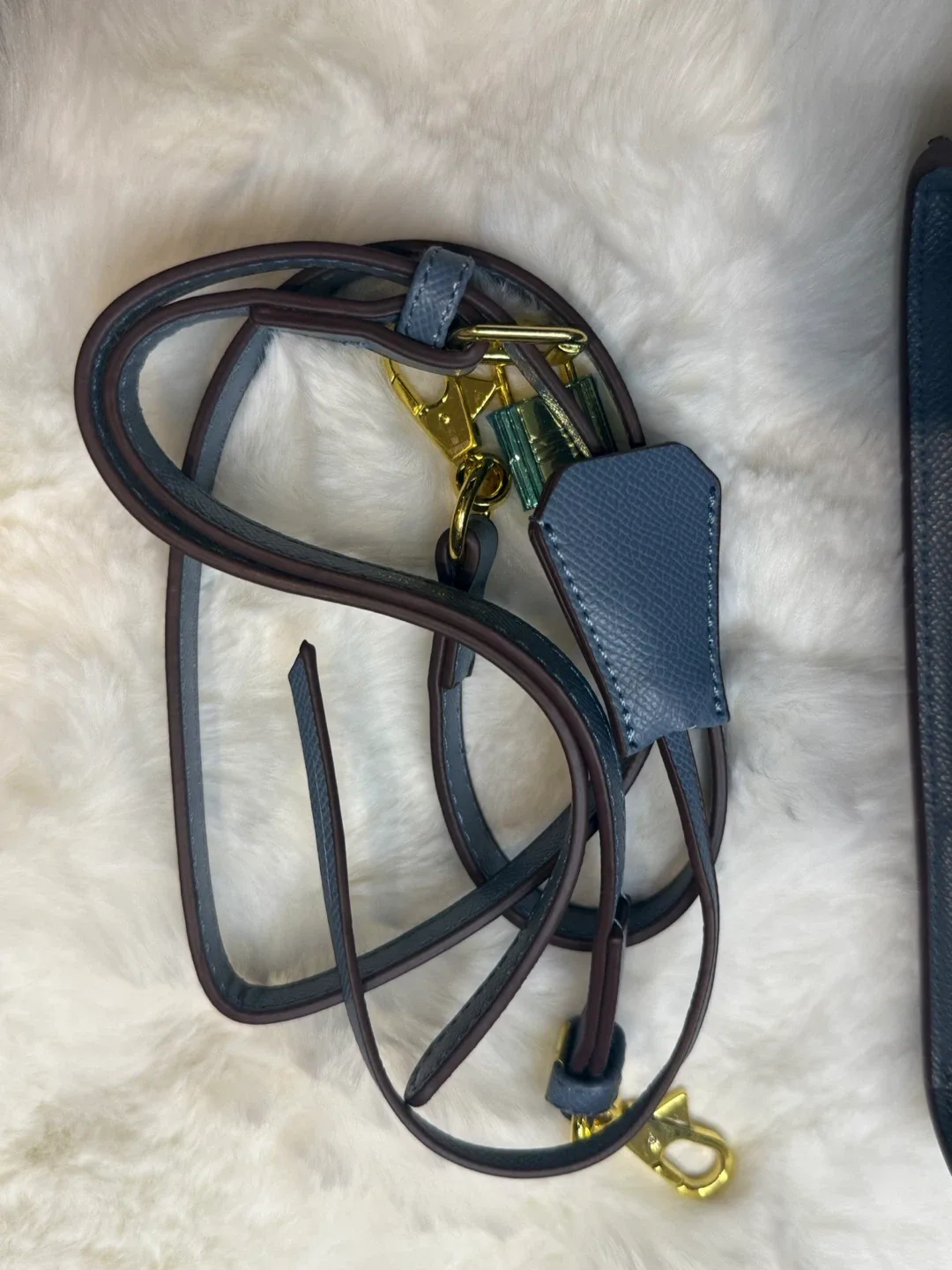 Hermes Inspired Blue Epsome Leather Handbag image indicator(3)