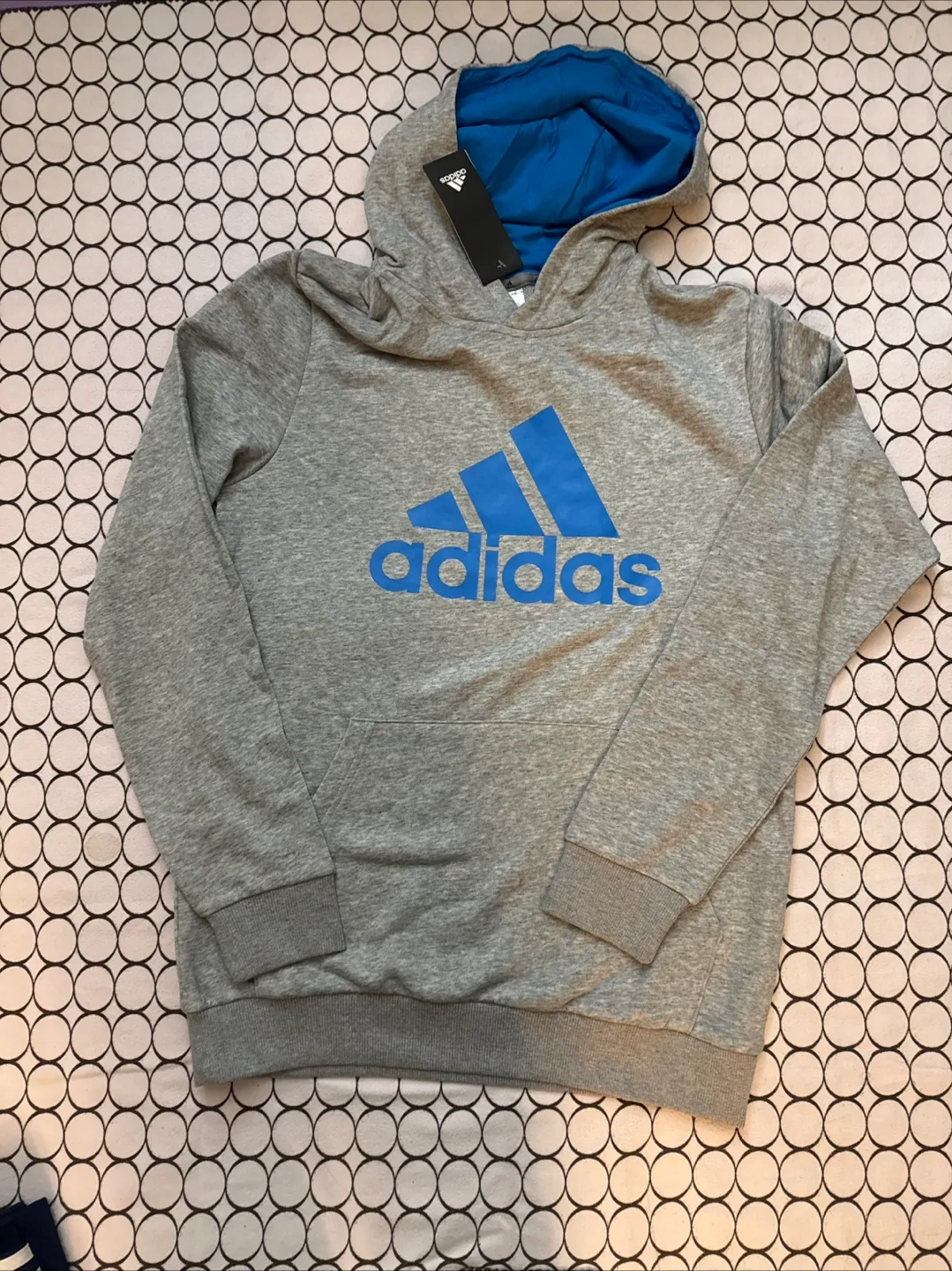 Adidas HE9291 Grey & Blue Hoodie - XL/TG