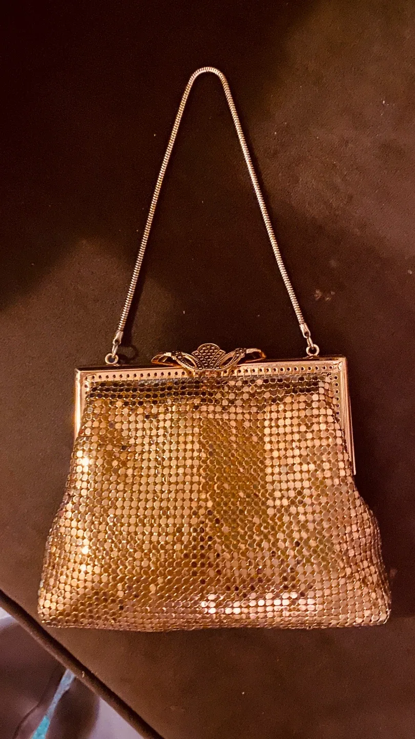 Vintage Gold Metal Mesh Evening Bag