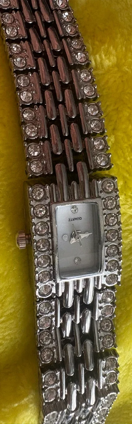 Silver-tone Quartz Watch with Rhinestones image indicator(2)