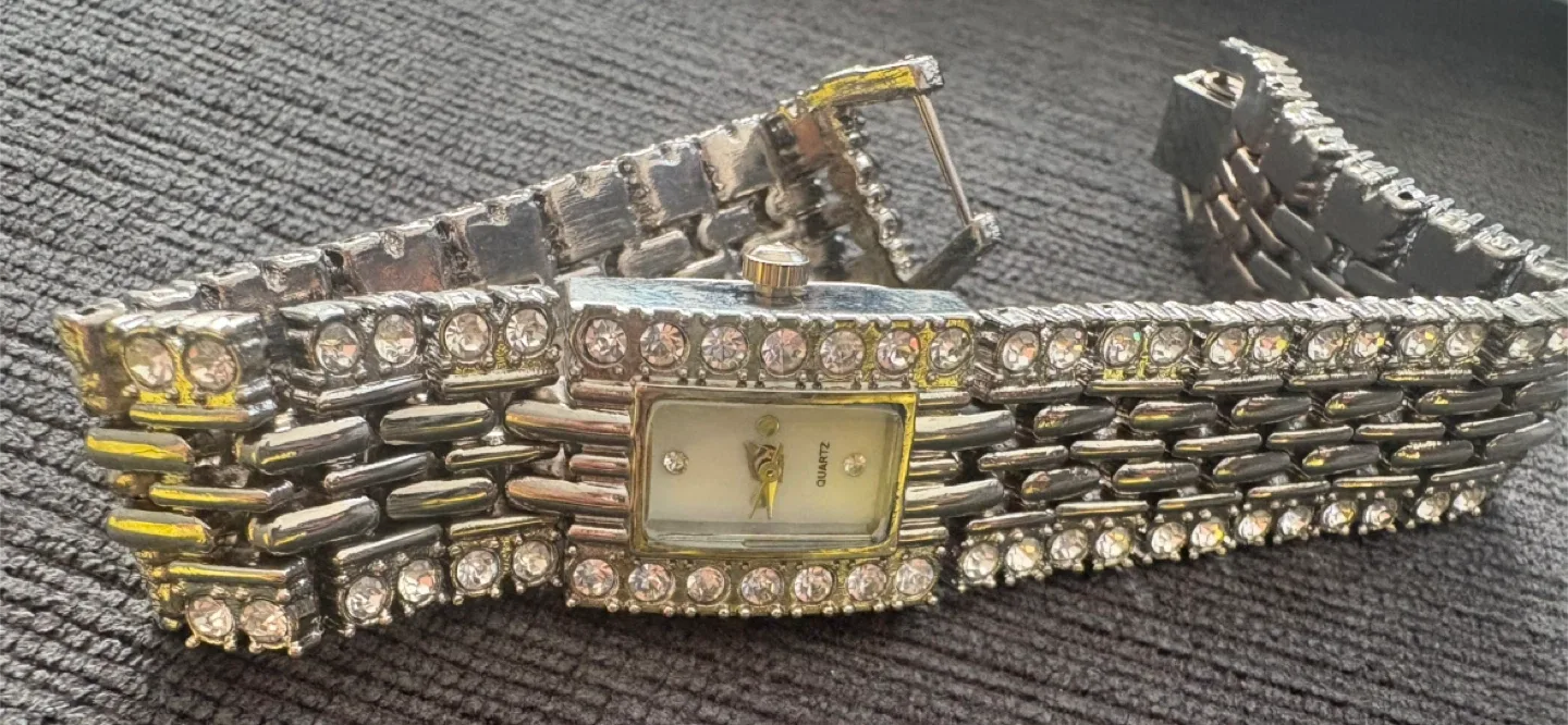 Silver-tone Quartz Watch with Rhinestones image indicator(4)