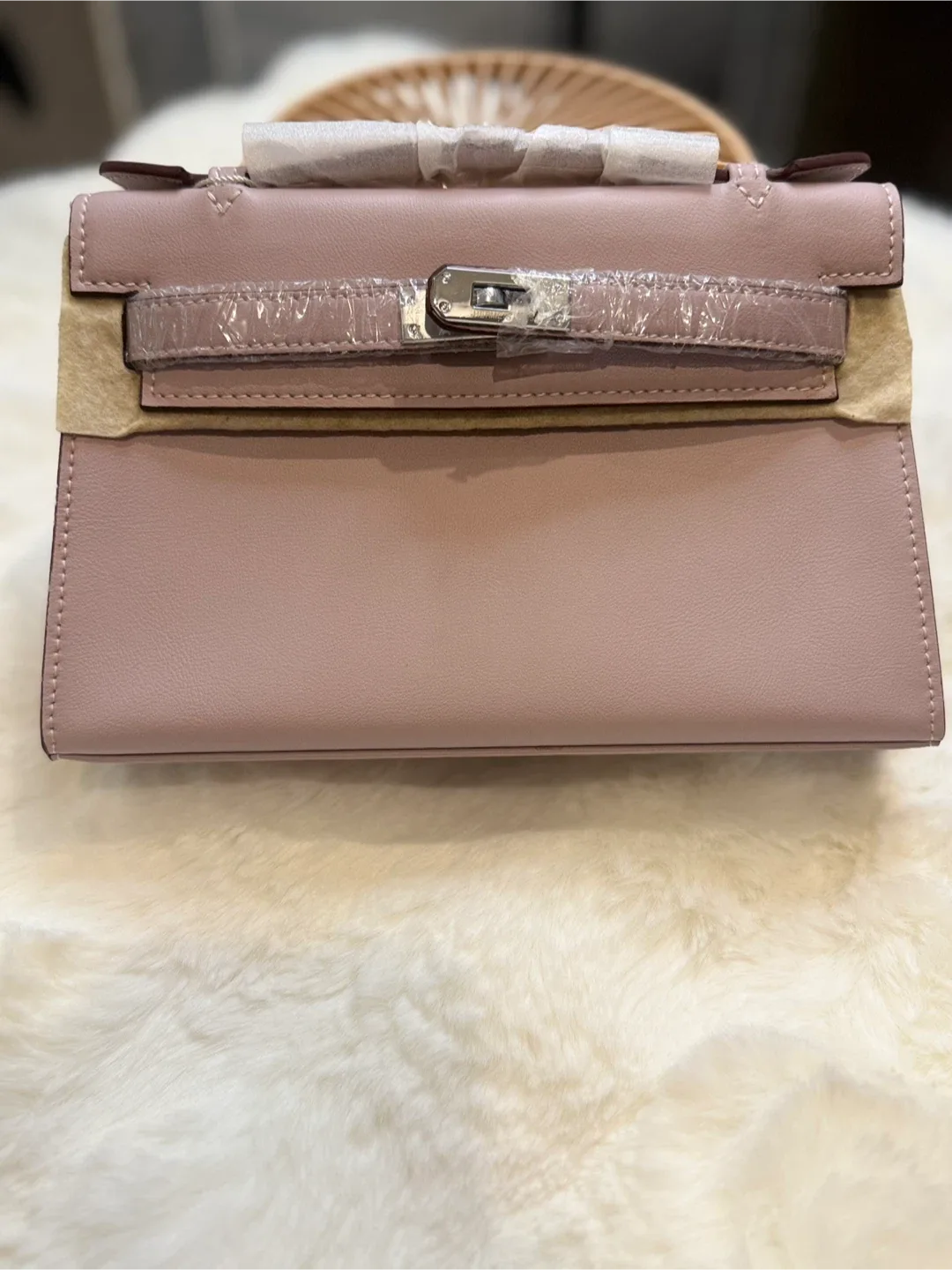 Pink Leather Top Handle Bag, New. Hermes inspired image indicator(3)
