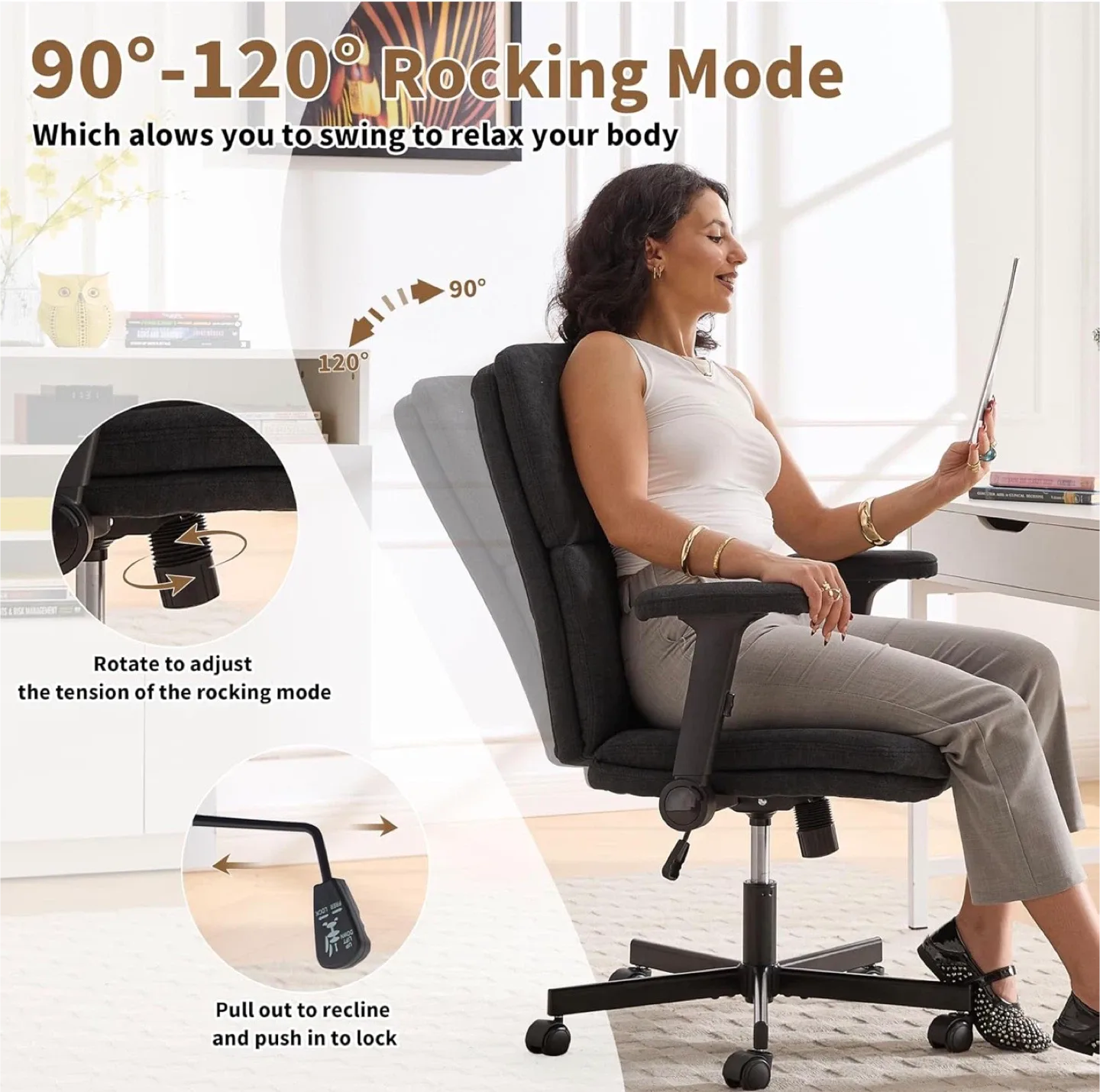 (New, read first) Office Chair Navy Blue #Cleanout image indicator(4)