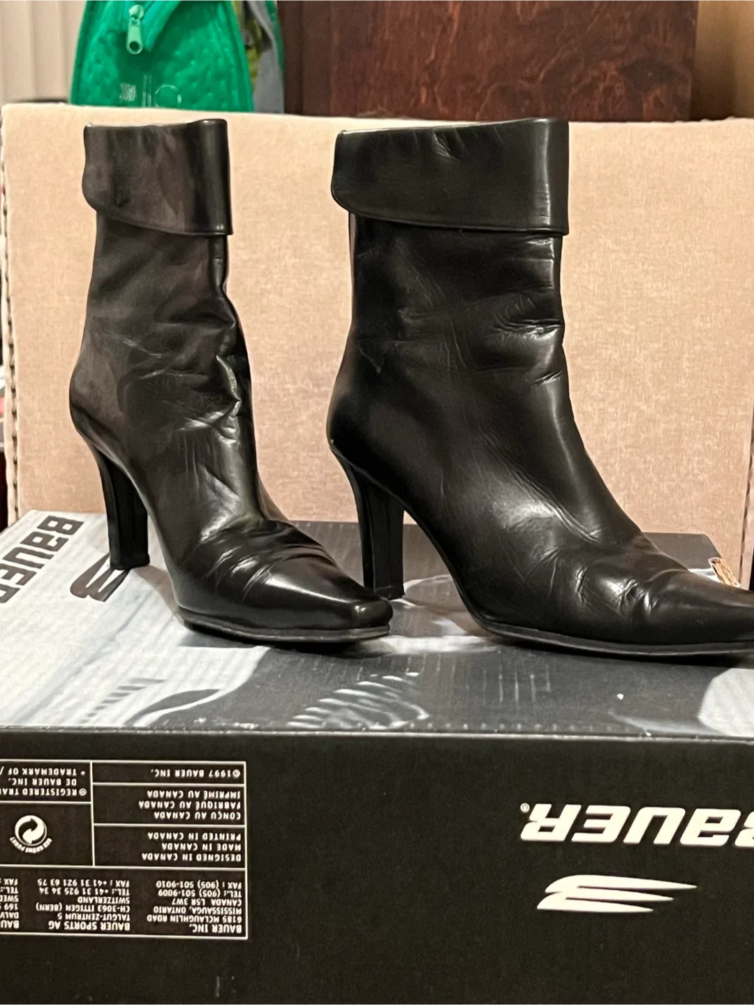 Women’s Black Leather Ankle Boots - Size 6.5 M US.