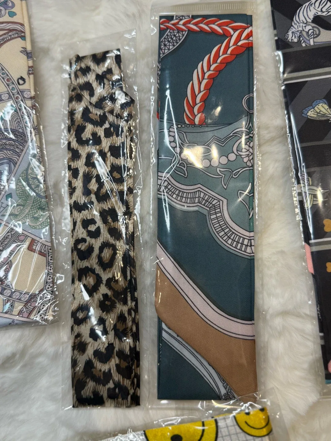 Assorted Patterned Bag Handle Scarves - New