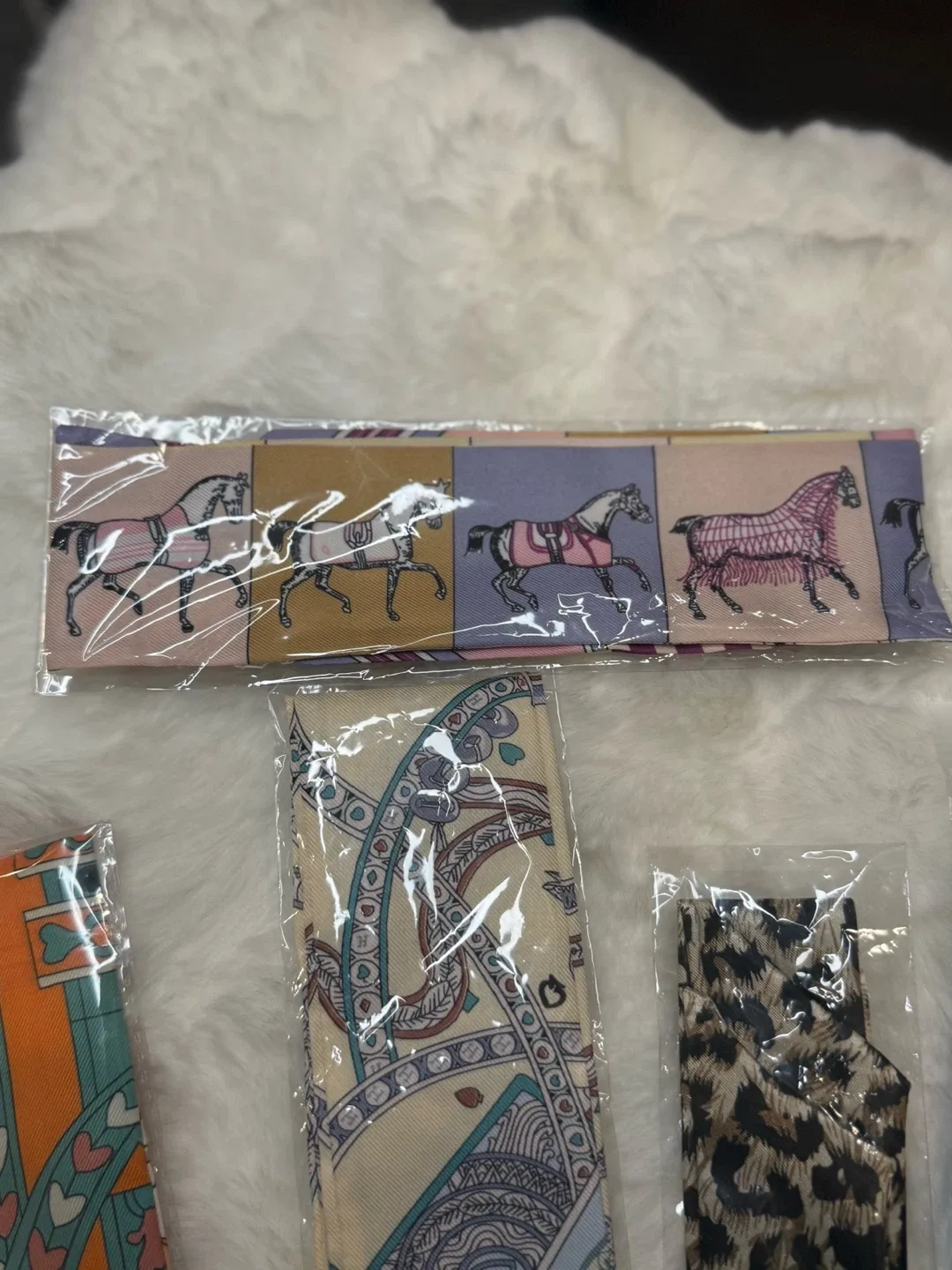 Assorted Patterned Bag Handle Scarves - New image indicator(4)