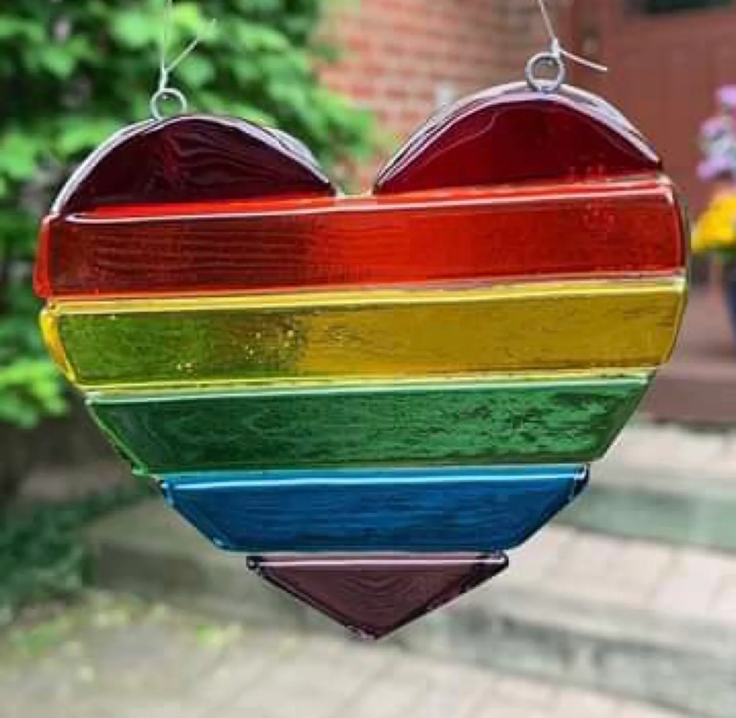 🌈 Glass Rainbow Heart dream catcher/Window decor!