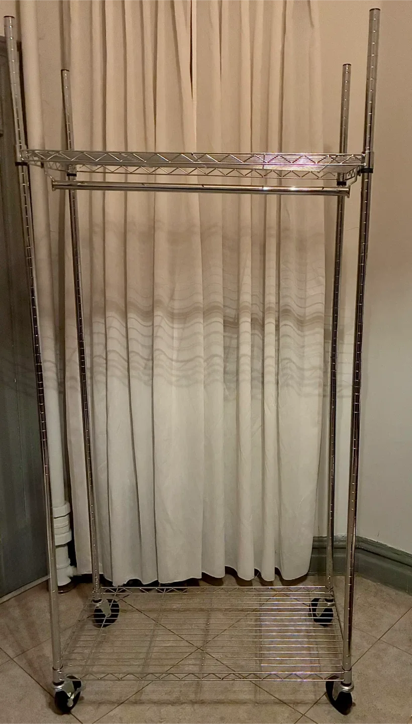 Chrome Rolling Garment Rack image indicator(2)