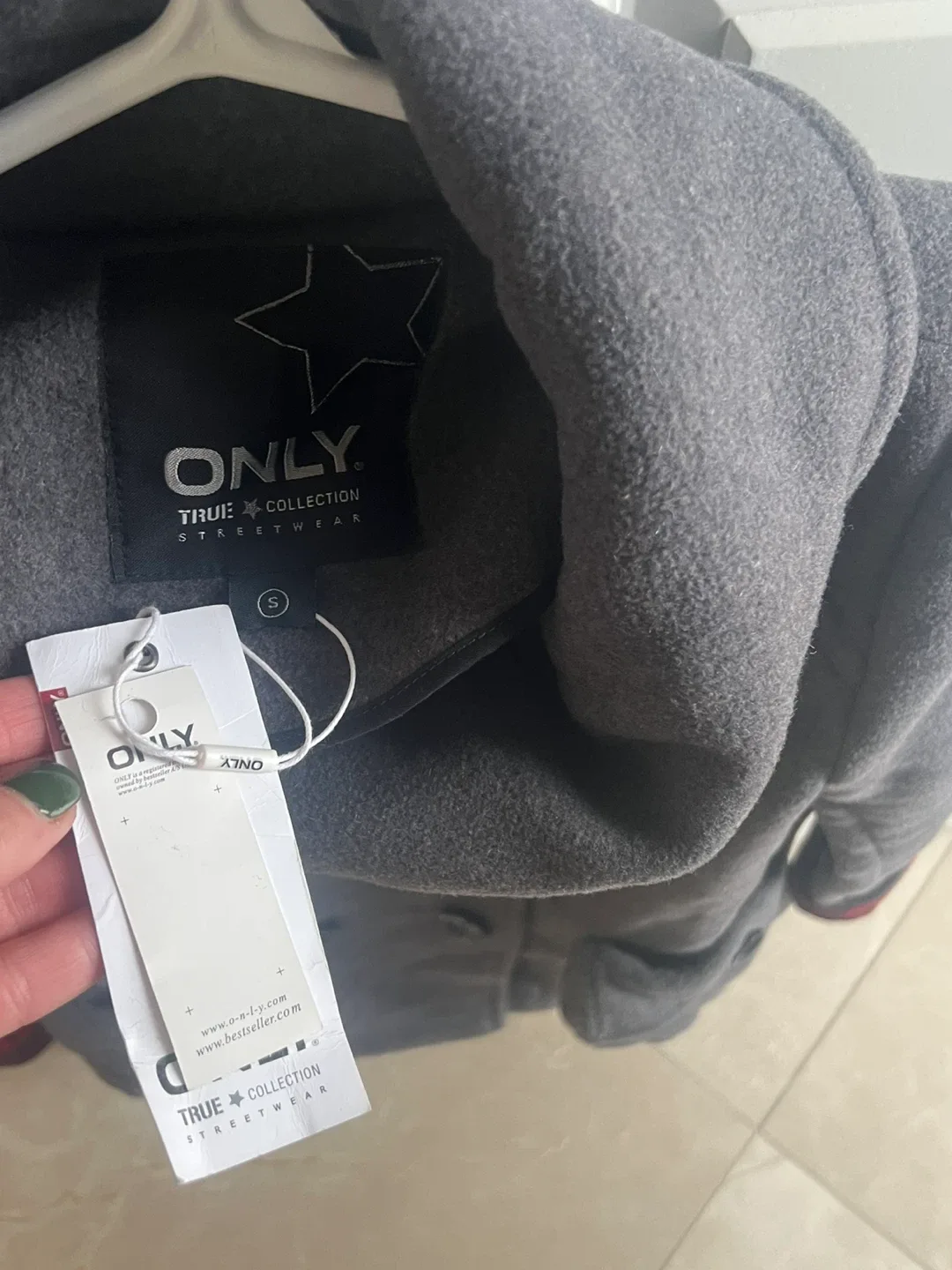 ONLY True Collection Grey Wool Coat Size S image indicator(4)