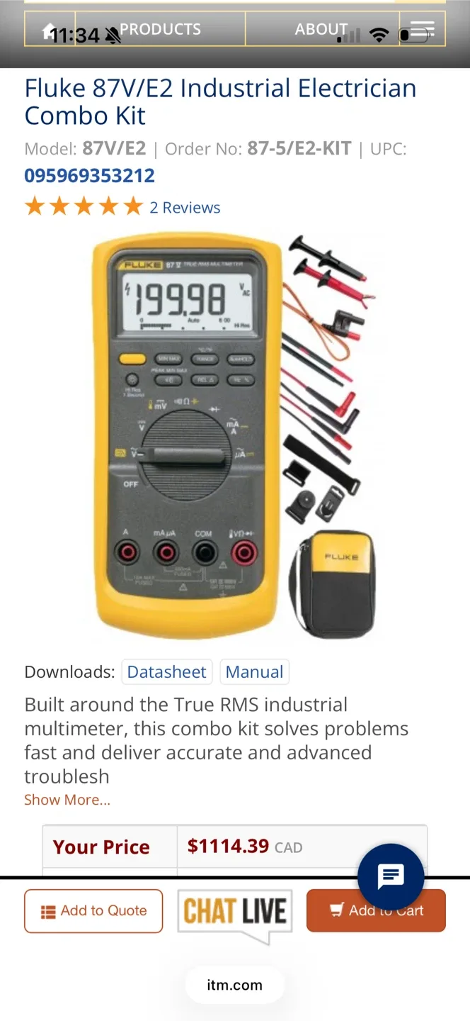 Fluke 87V/E2 Industrial Electrician Combo Kit