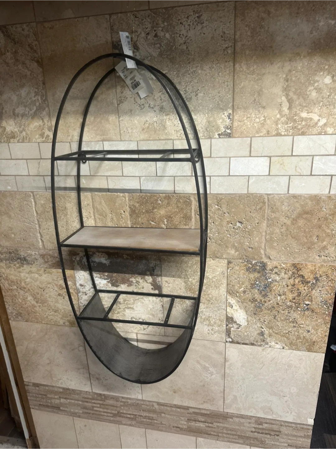 Oval Wall Shelf - Metal & Wood