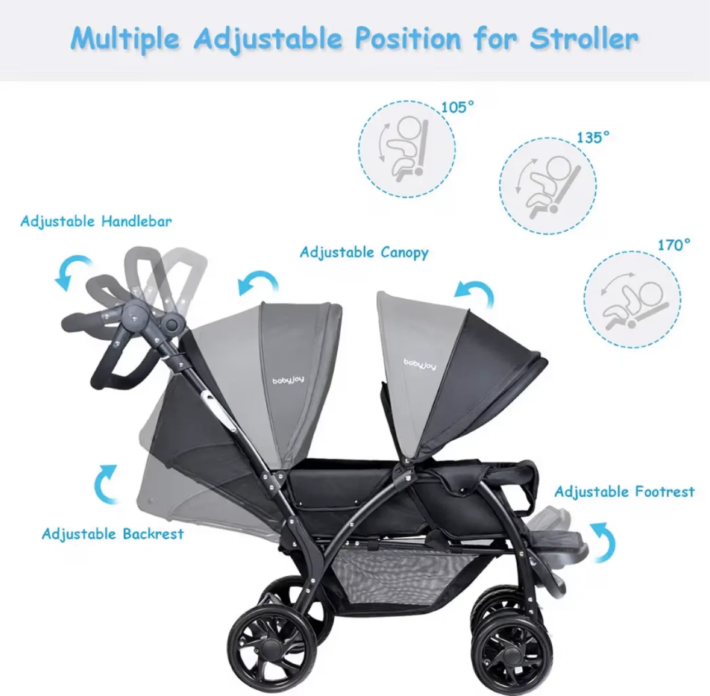 babyjoy Double Stroller - Black image indicator(6)