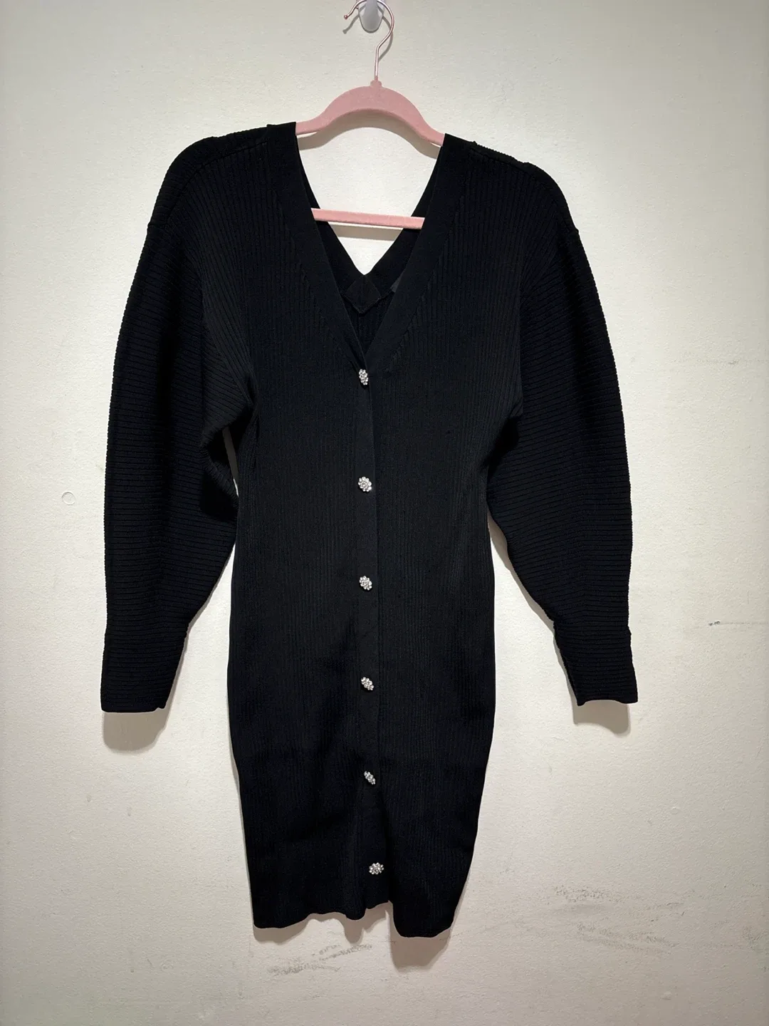 Express Black Ribbed Knit Dress - Size M