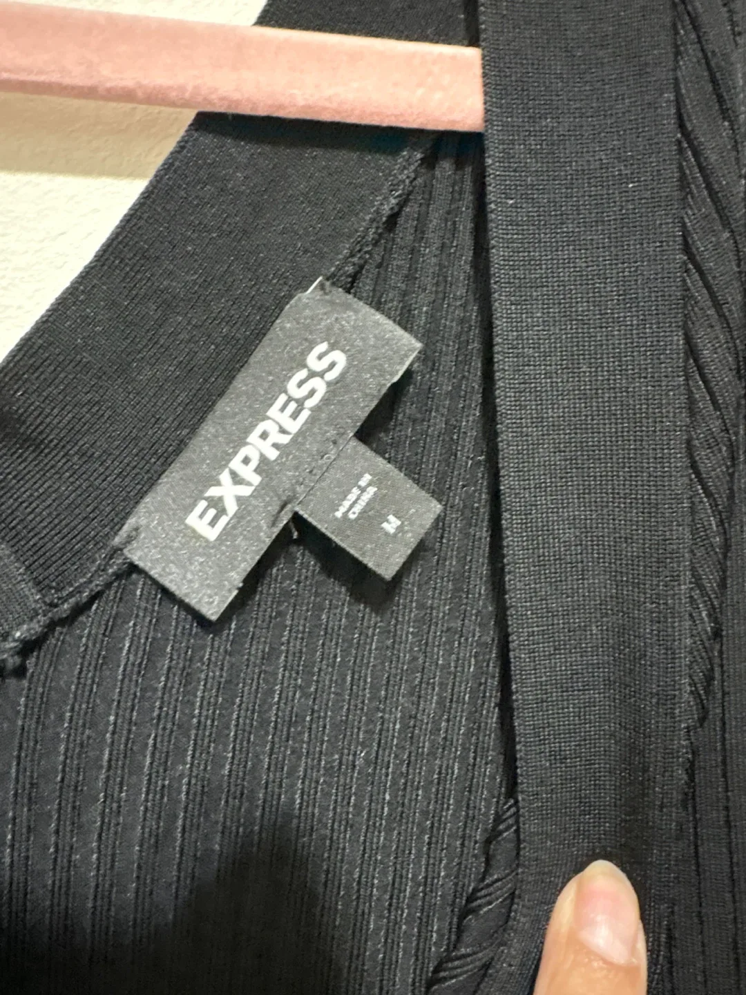 Express Black Ribbed Knit Dress - Size M image indicator(3)