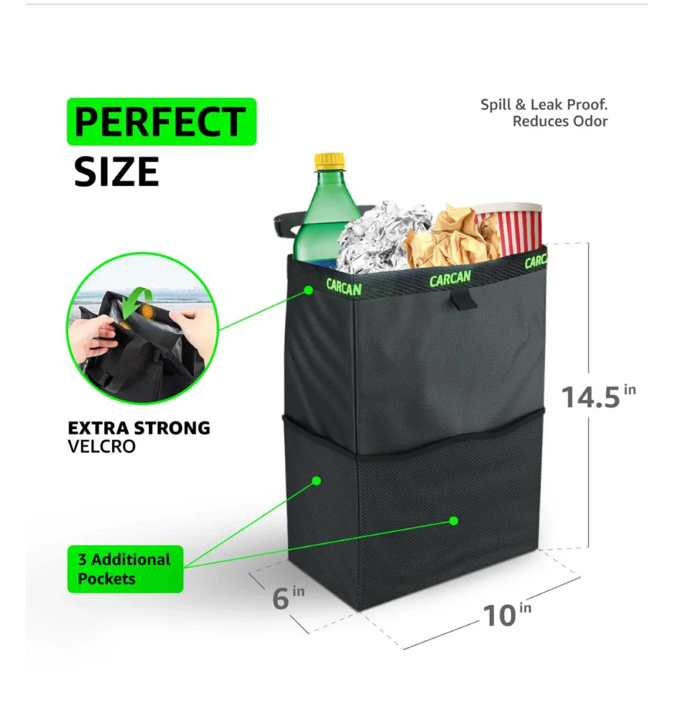 Original CarCan Portable Car Trash Can - Black image indicator(7)