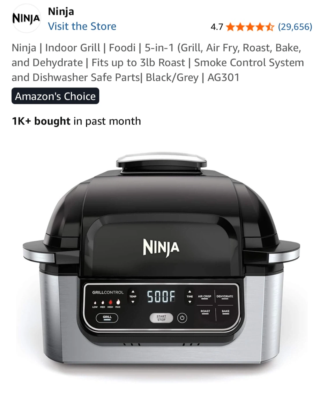 Ninja Foodi 5-in-1 Indoor Grill AG301