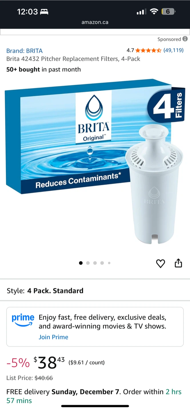 Brita Pitcher Replacement Filters Refill, 4-Pack - photo 2