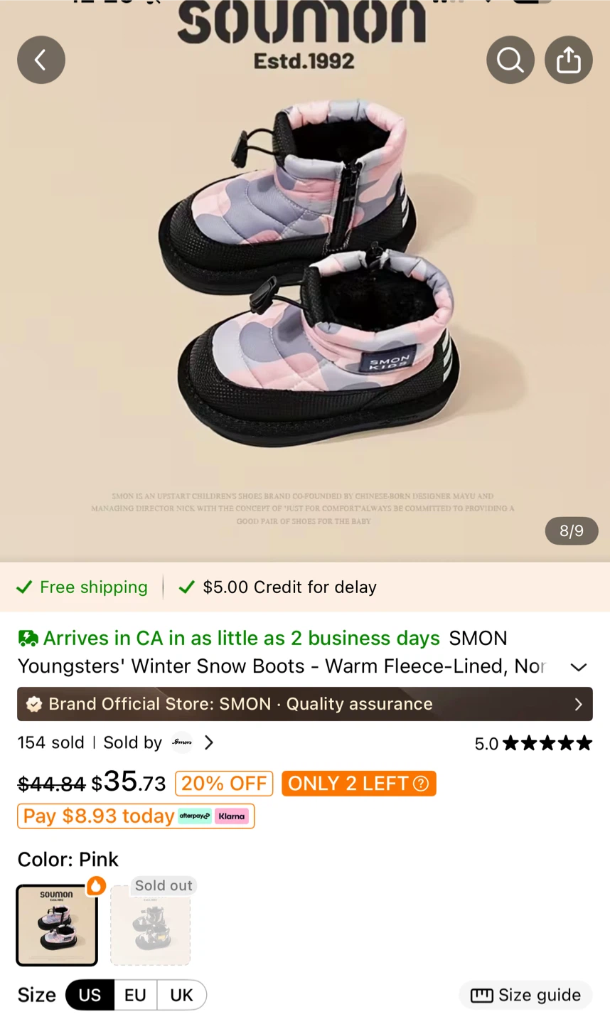 SMON Kids Winter Snow Boots - Size US 6 Toddler - photo 2