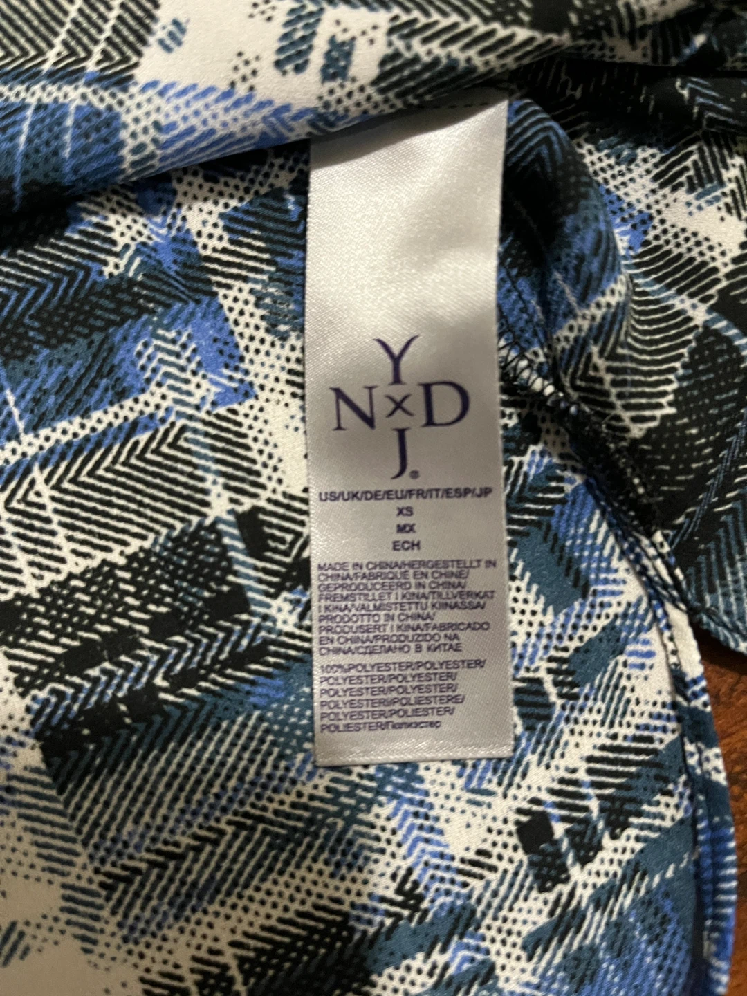 NYDJ women’s extra small blouse, plaid blue, pintuck - photo 3