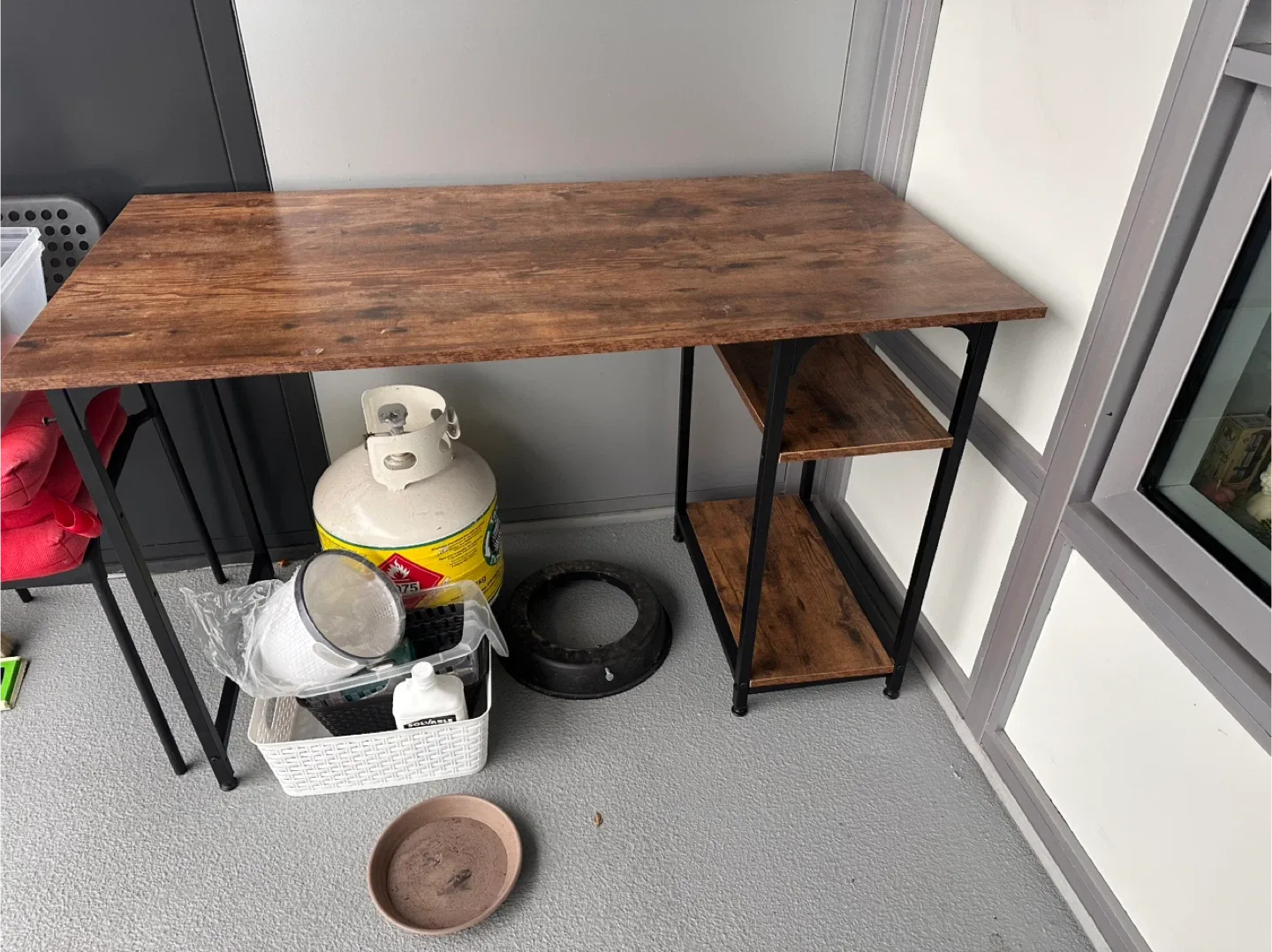 Wood & Metal Desk with Shelves