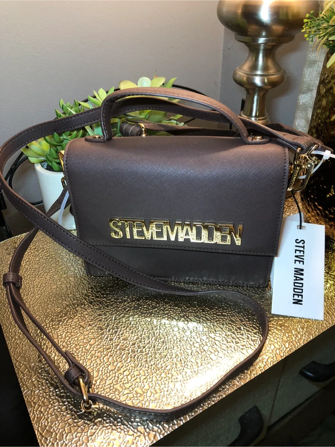 Steve Madden Brown Satchel Bag with Wallet image indicator(6)