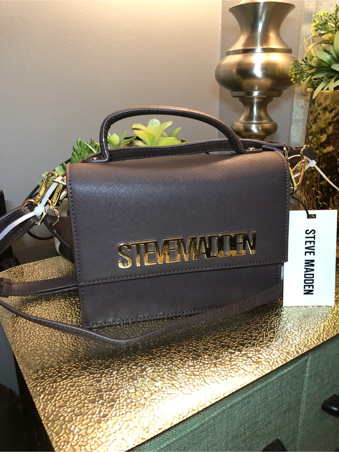 Steve Madden Brown Satchel Bag with Wallet image indicator(4)