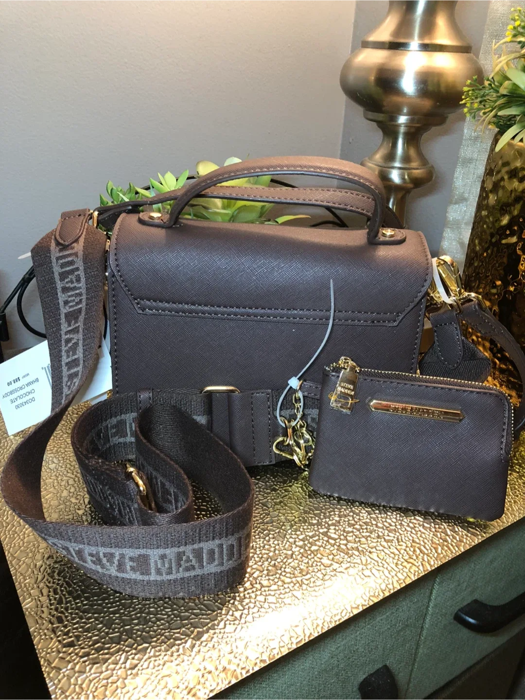 Steve Madden Brown Satchel Bag with Wallet image indicator(5)