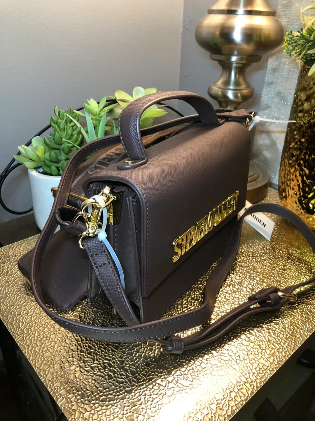 Steve Madden Brown Satchel Bag with Wallet image indicator(3)