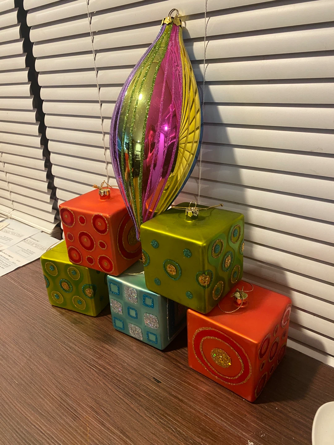 6 Pcs set of multi-color Glasses Christmas Ornaments with box - photo 2