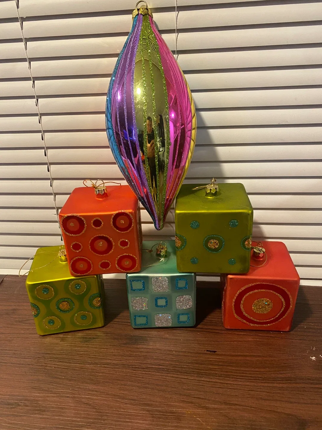 6 Pcs set of multi-color Glasses Christmas Ornaments with box