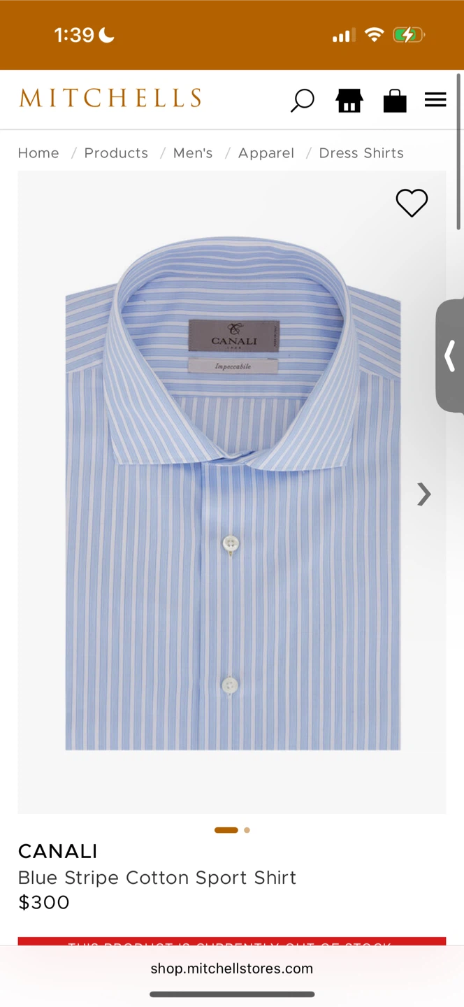 Canali Blue Stripe Cotton Sport Shirt
