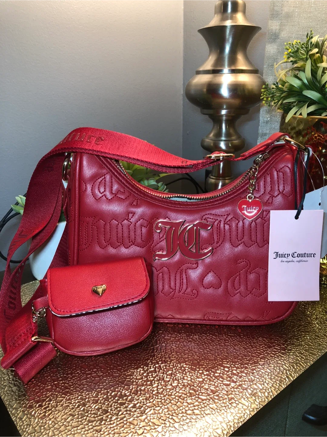 Juicy Couture Red Embossed Shoulder Bag