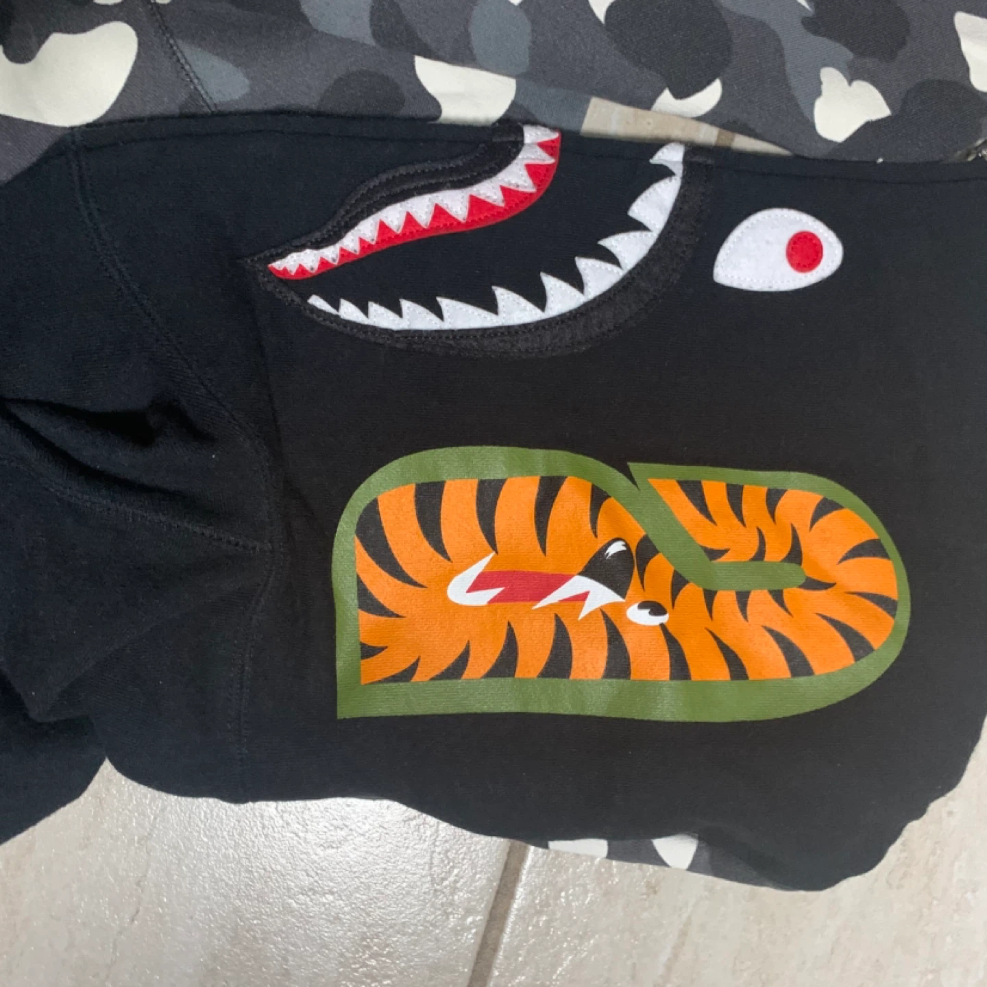 BAPE Black Camo Shark Full Zip Hoodie - photo 3