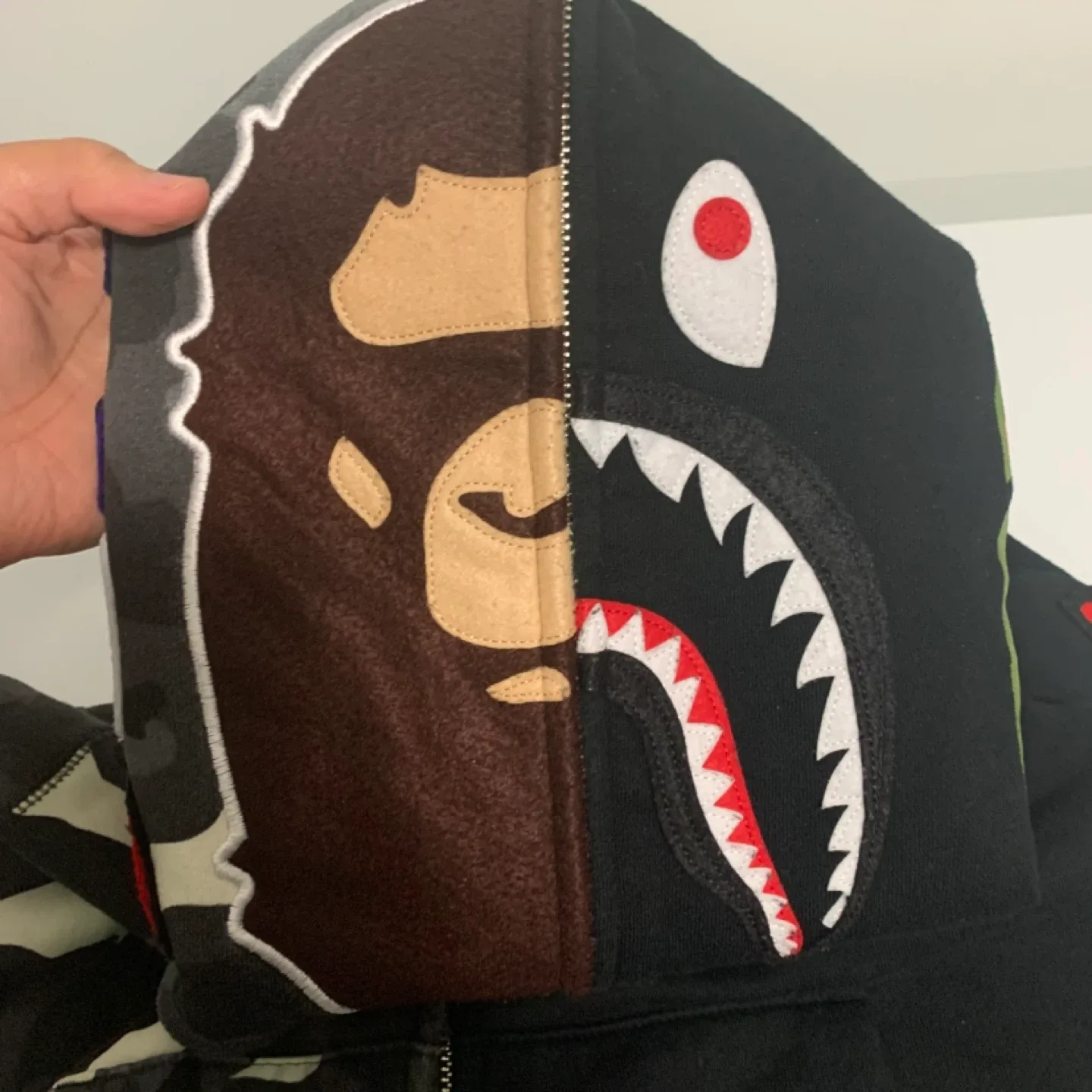 BAPE Black Camo Shark Full Zip Hoodie image indicator(6)