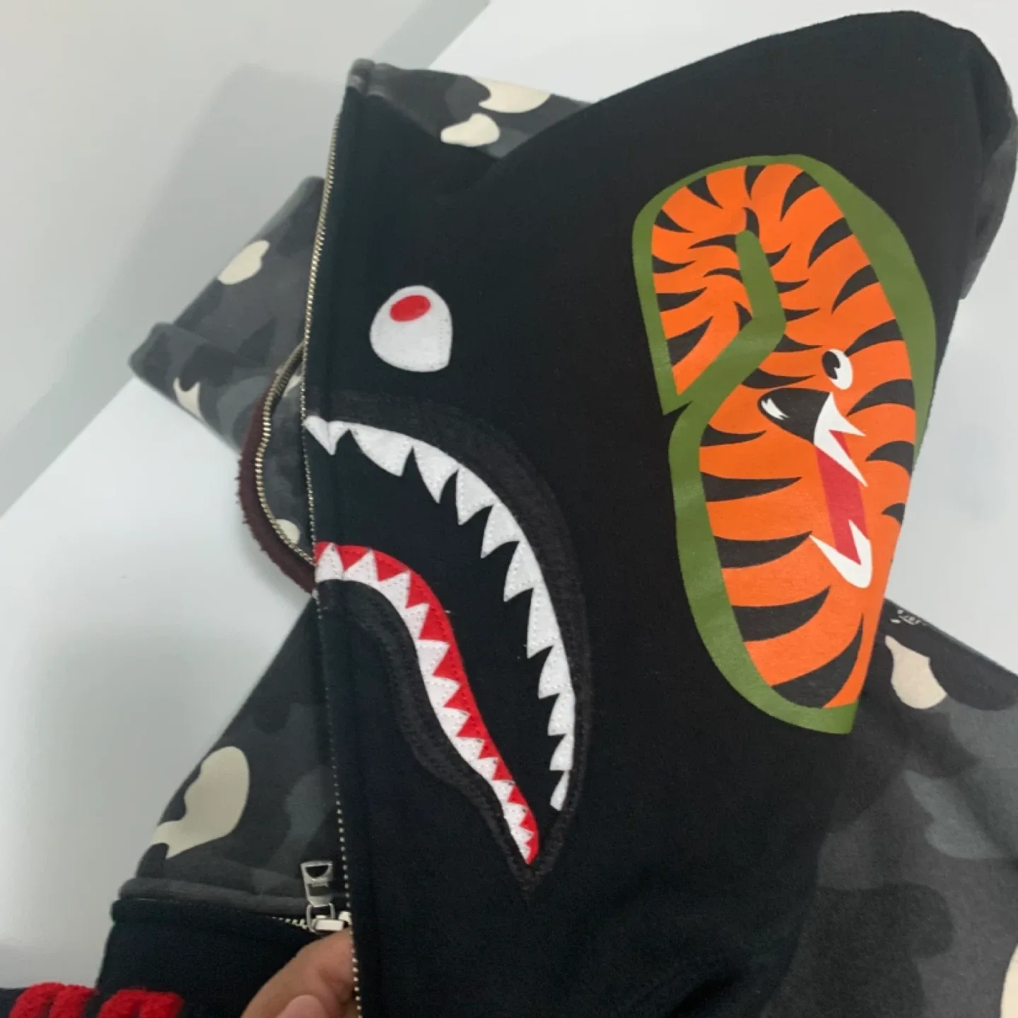 BAPE Black Camo Shark Full Zip Hoodie image indicator(8)