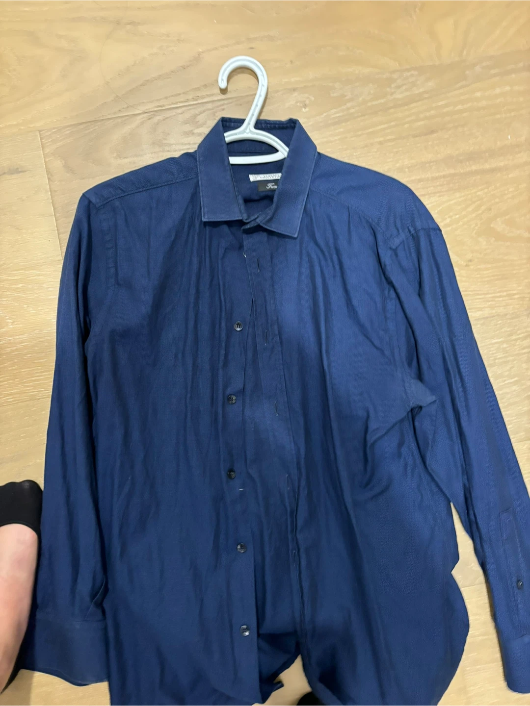 Versace  Men's Navy Blue Button-Down Shirt
