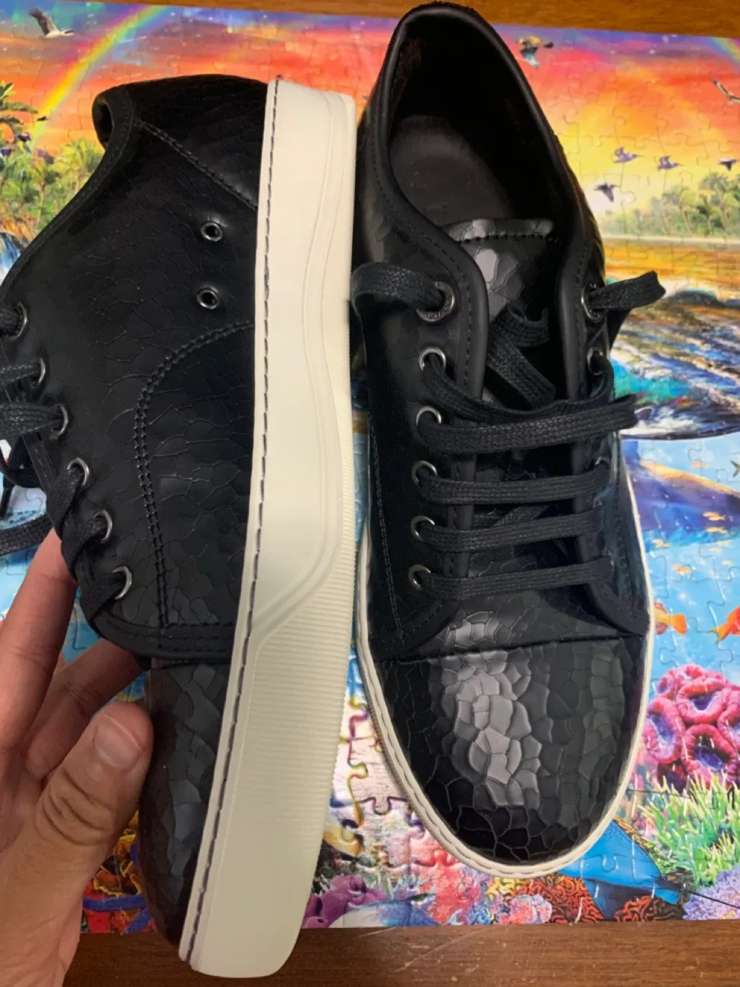Lanvin Black Leather Sneakers~size 8.5 US image indicator(2)