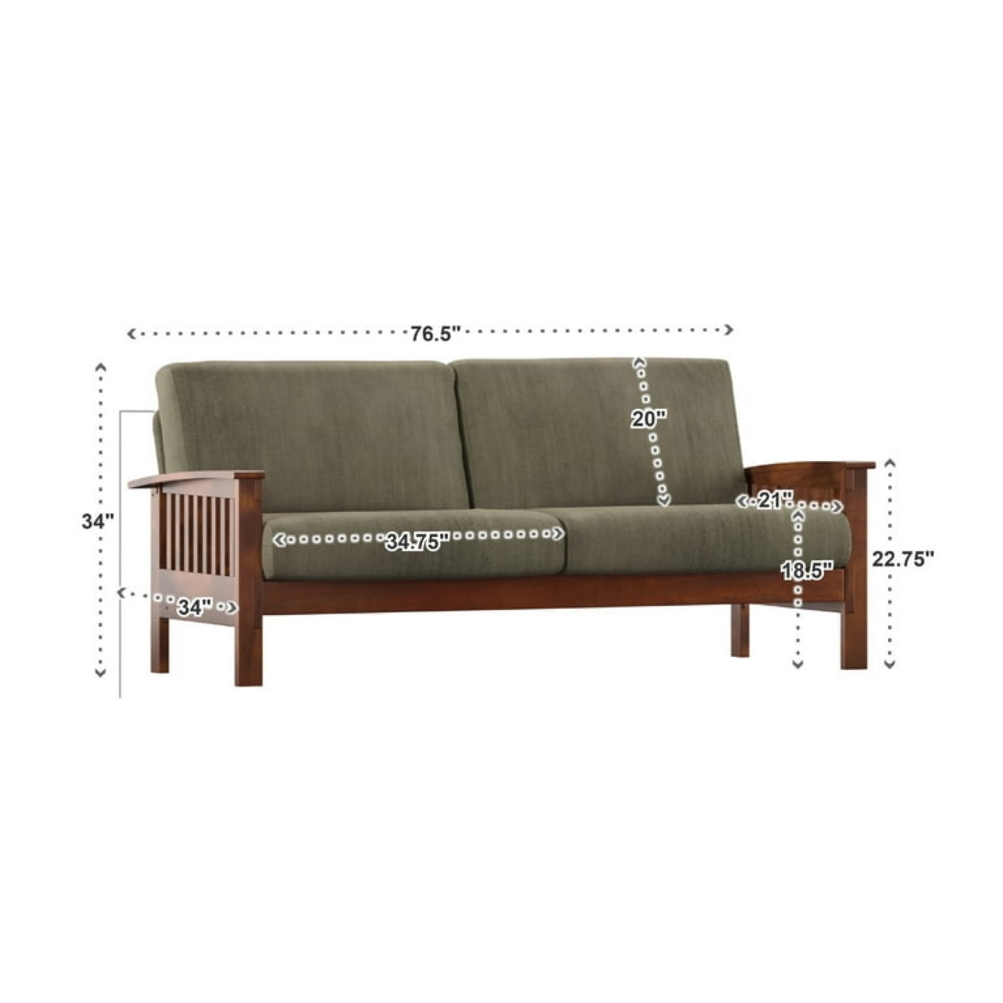 Mission Style Loveseat Sofa - 76.5" Wide - photo 3