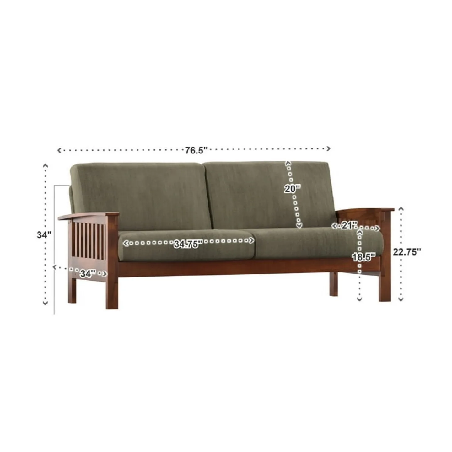 Mission Style Loveseat Sofa - 76.5" Wide image indicator(3)