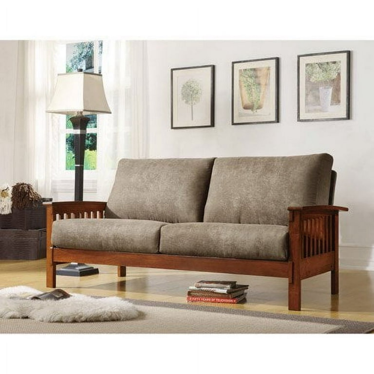 Mission Style Loveseat Sofa - 76.5" Wide - photo 2