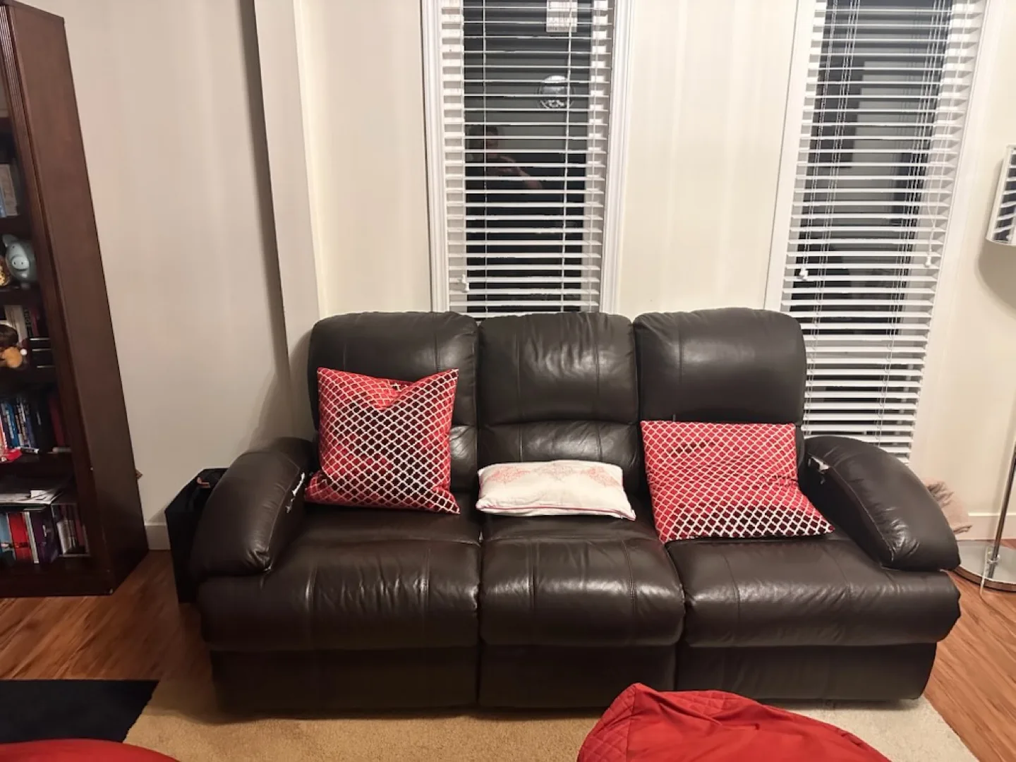 Brown Leather Reclining Sofa