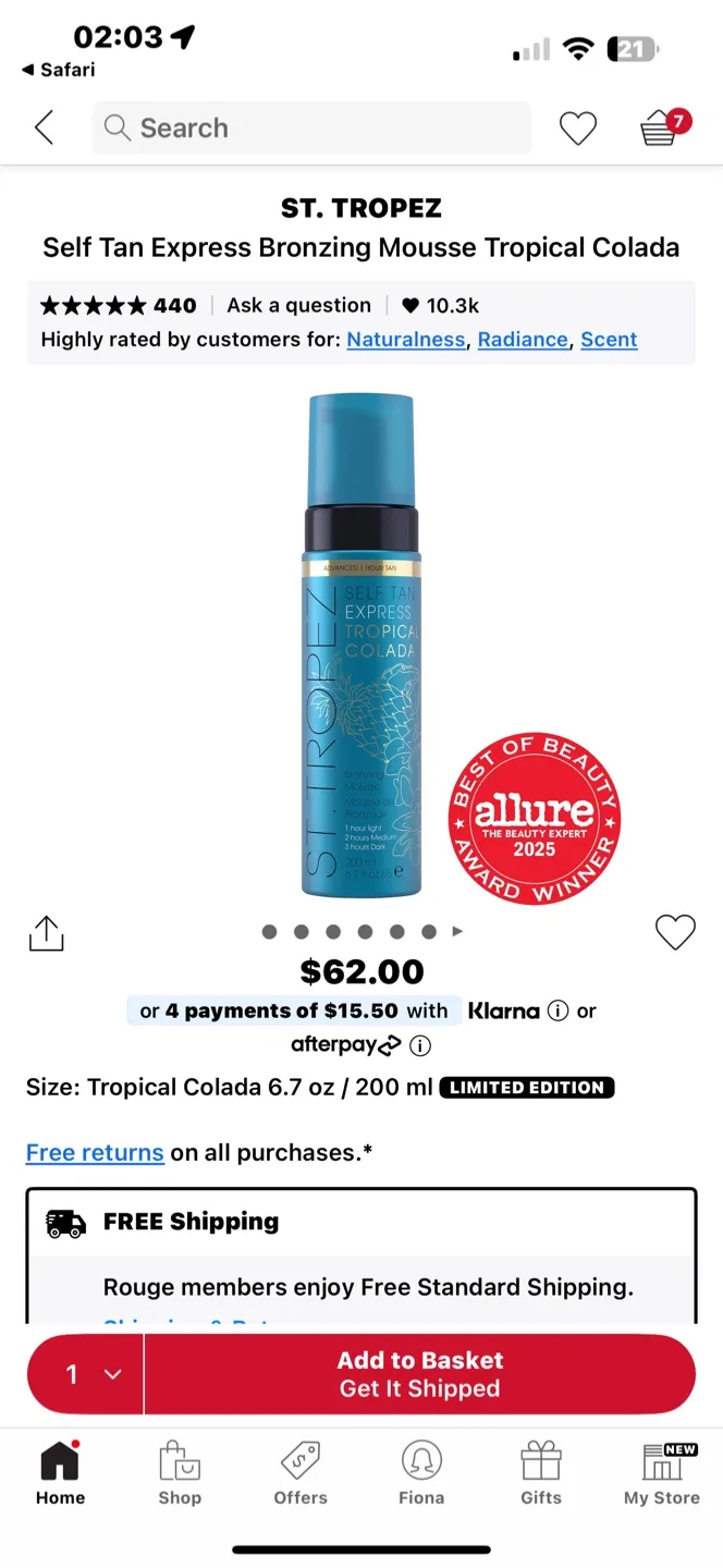 St. Tropez Self Tan Express Tropical Colada Bronzing Mousse