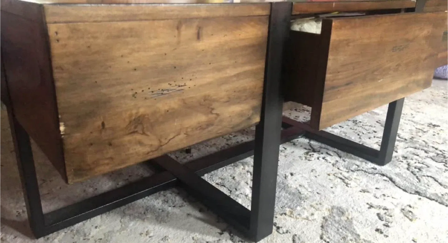 Wood Coffee Table with Metal Legs