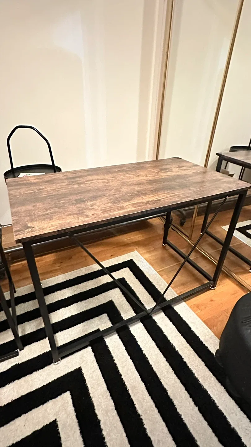 Brown & Black Metal Frame Desk