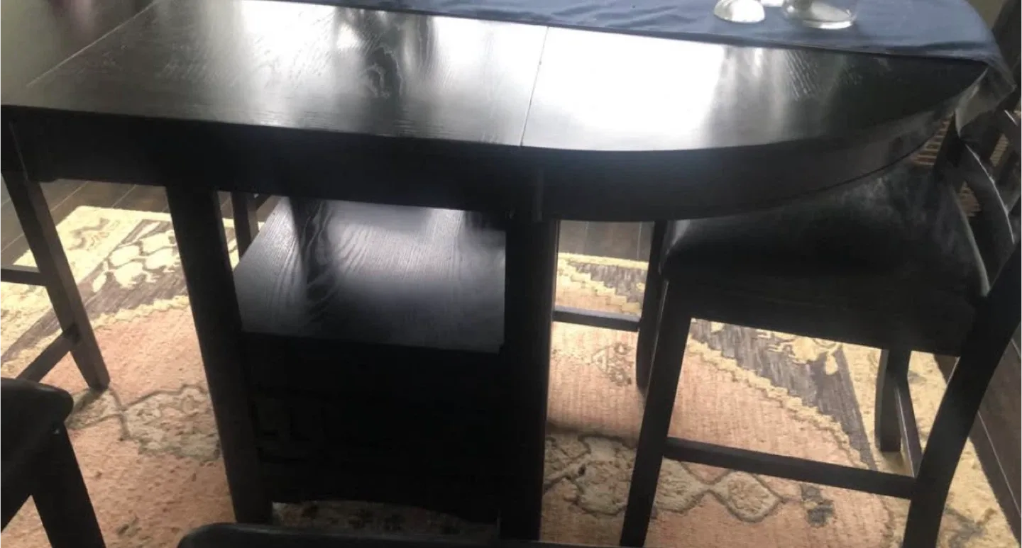 Dark Wood Dining Table with 6 Chairs